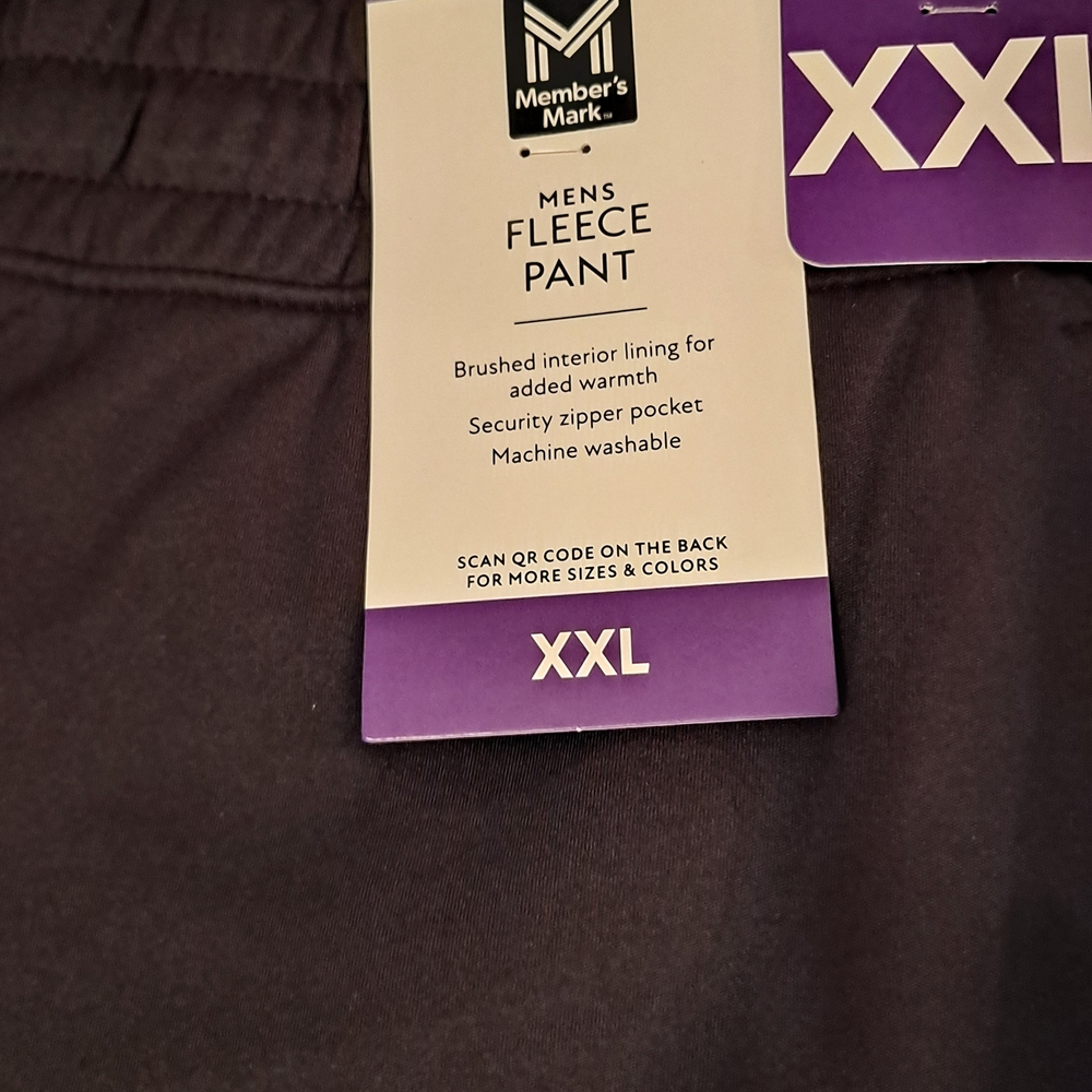 Men's Members Mark Black Drawstring Jogger Sweatpants  Side Zip Pocket Size XXL - Picture 6 of 7